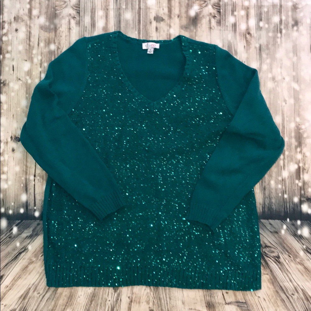Green sequined sweater size 2x